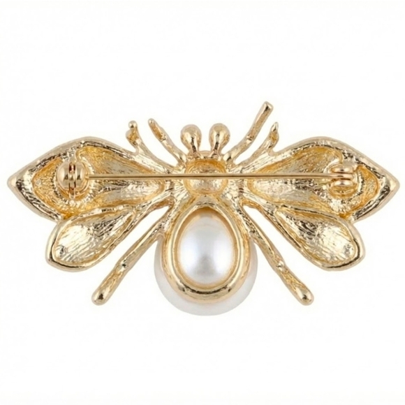 Gold plated Crystal rainbow pearl Bee brooch - Picture 10 of 13